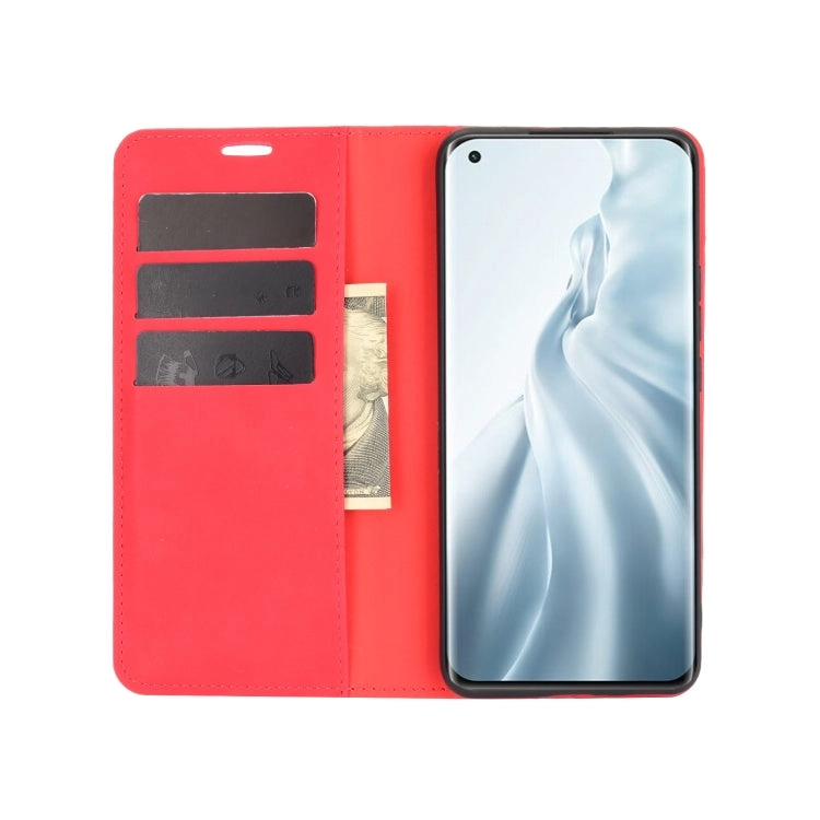 For Xiaomi Mi 11 Retro-skin Business Magnetic Suction Leather Case with Holder  Card Slots