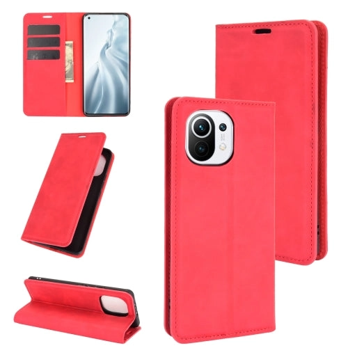 For Xiaomi Mi 11 Retro-skin Business Magnetic Suction Leather Case with Holder  Card Slots