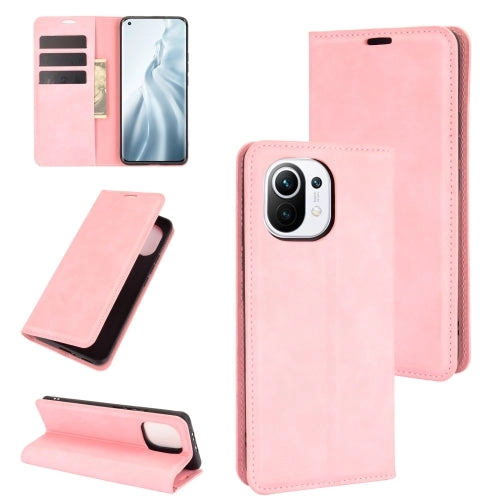 For Xiaomi Mi 11 Retro-skin Business Magnetic Suction Leather Case with Holder  Card Slots