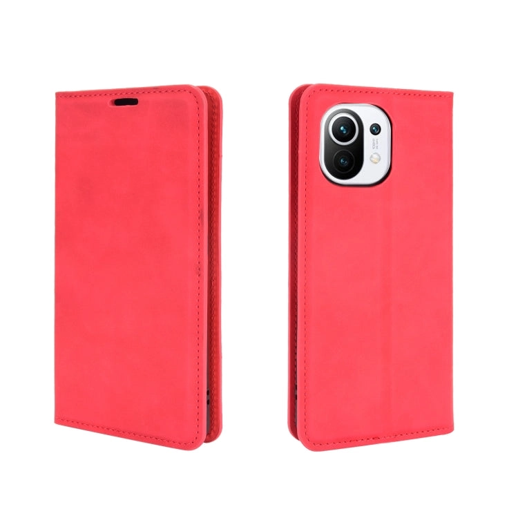 For Xiaomi Mi 11 Retro-skin Business Magnetic Suction Leather Case with Holder  Card Slots