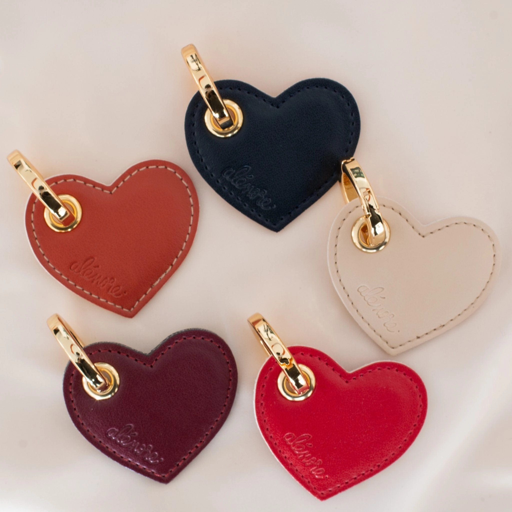 Heart Vegan Apple Leather Key Ring | Navy & Camel