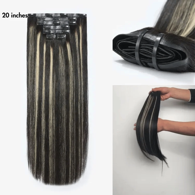 Highlights Silky Straight / Kinky Curly / Deep Wave Clip in Extensions Human Hair 135g 9pcs / 7pcs with Free Gift