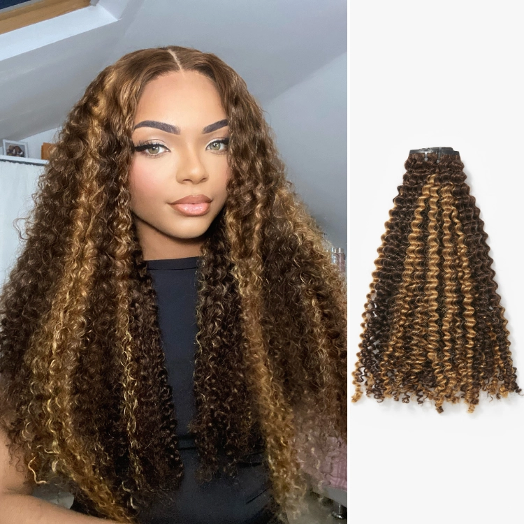 Highlights Silky Straight / Kinky Curly / Deep Wave Clip in Extensions Human Hair 135g 9pcs / 7pcs with Free Gift