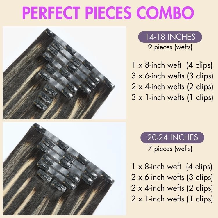 Highlights Silky Straight / Kinky Curly / Deep Wave Clip in Extensions Human Hair 135g 9pcs / 7pcs with Free Gift