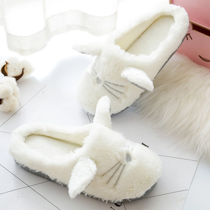 Home Slippers, Indoor Soft-Soled Non-Slip Cotton Slippers Cat Slippers