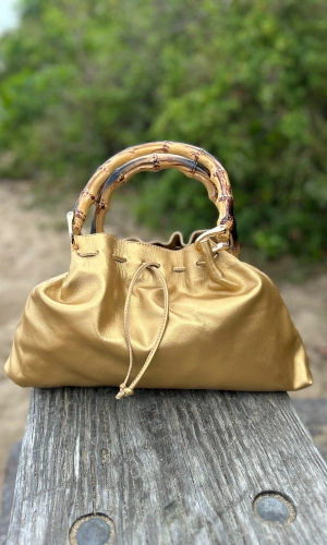hoss Nigella Antique Gold Leather Handbag