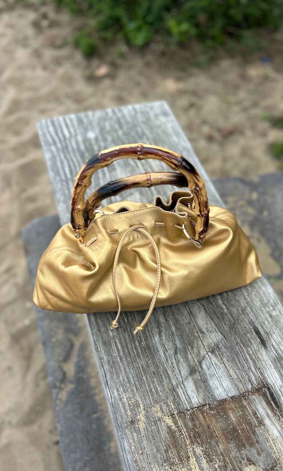 hoss Nigella Antique Gold Leather Handbag
