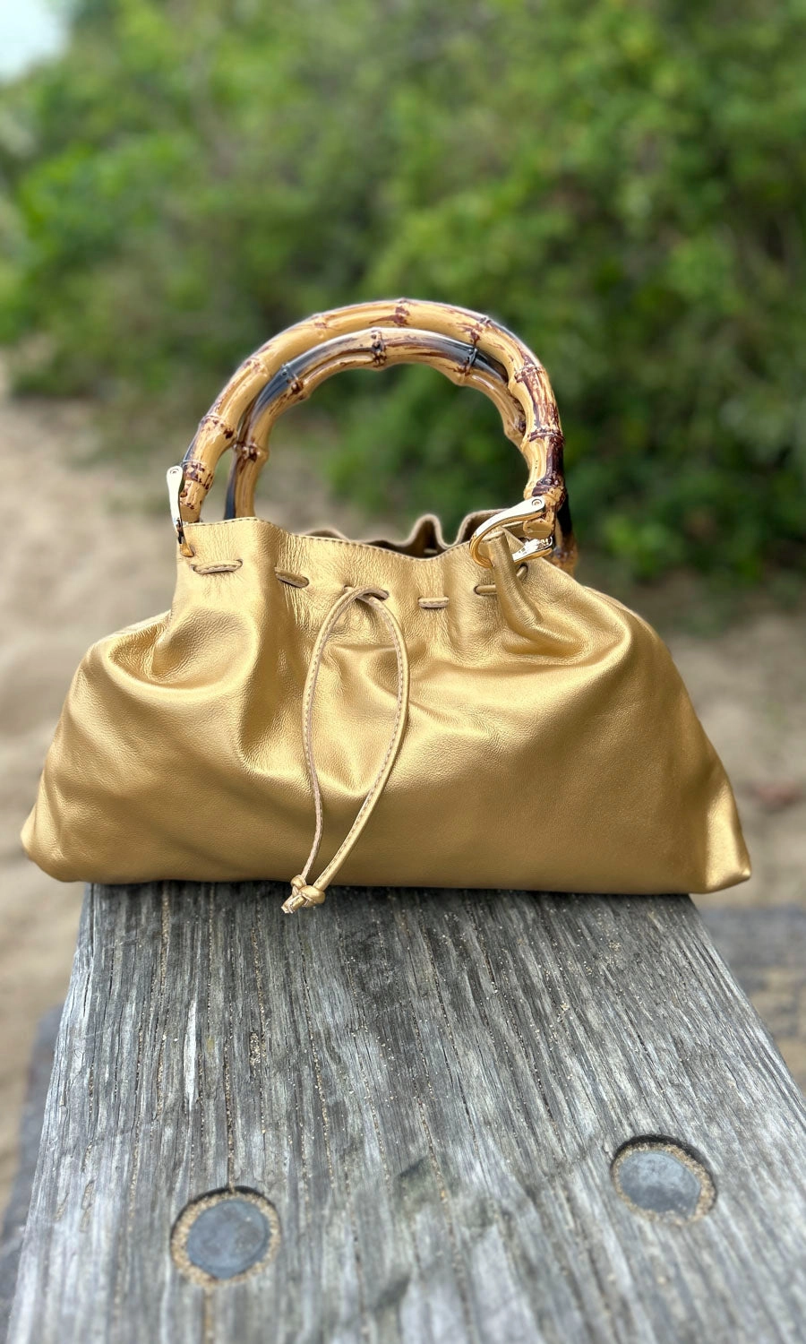 hoss Nigella Antique Gold Leather Handbag