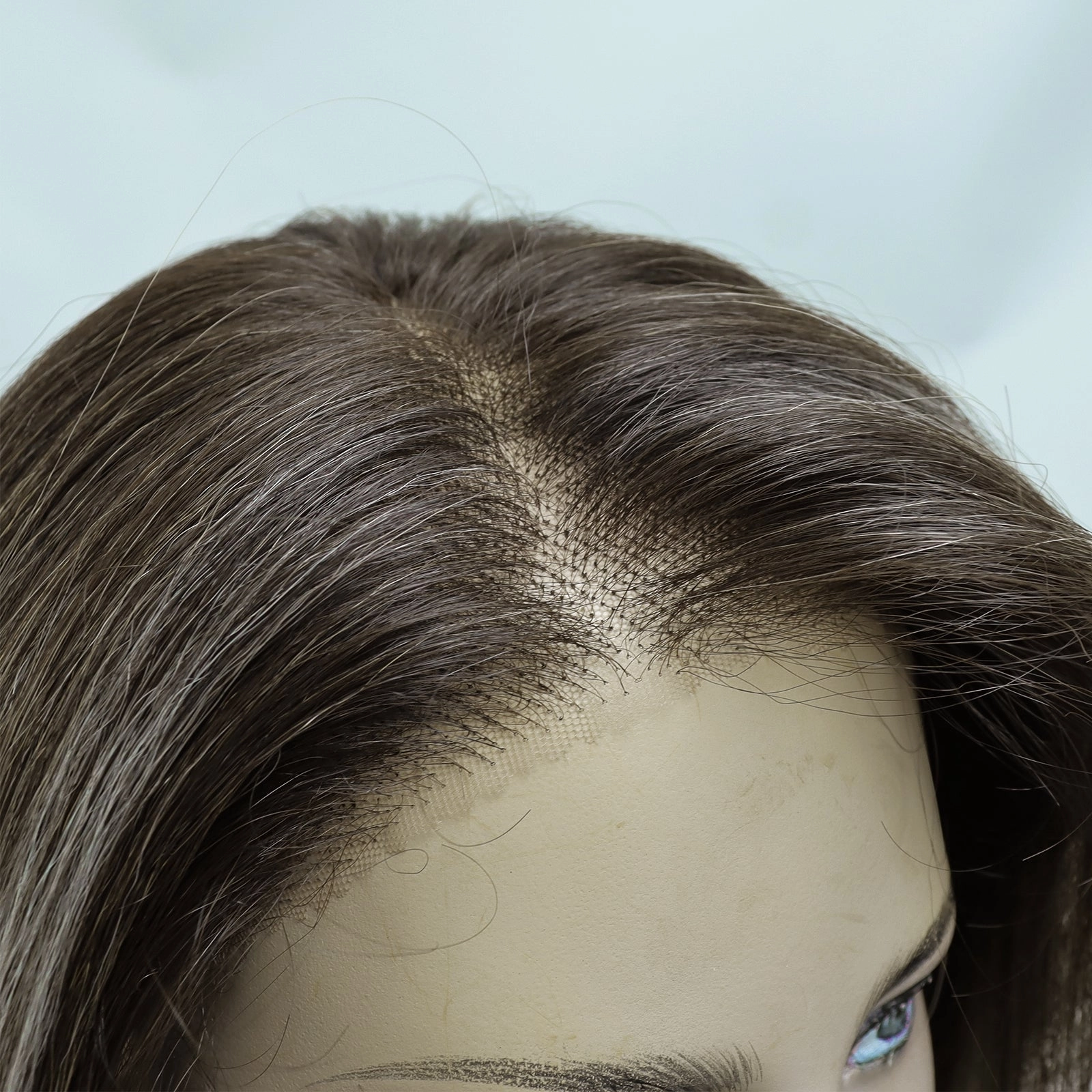 IMstyle Faith PRE-CUT-LACE shoulder length dark brown with white highlight short hairstyle 9*6 lace front Petite glueless wig K336-TTF4-606-C9X6