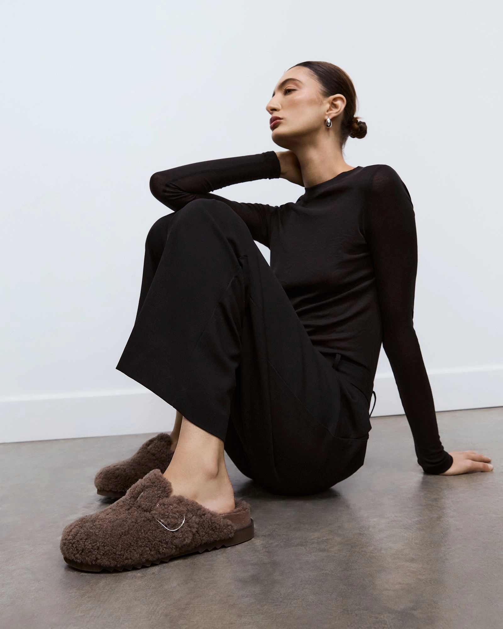 JUNIE CASUAL FLATS TAUPE SHEARLING