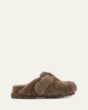 JUNIE CASUAL FLATS TAUPE SHEARLING
