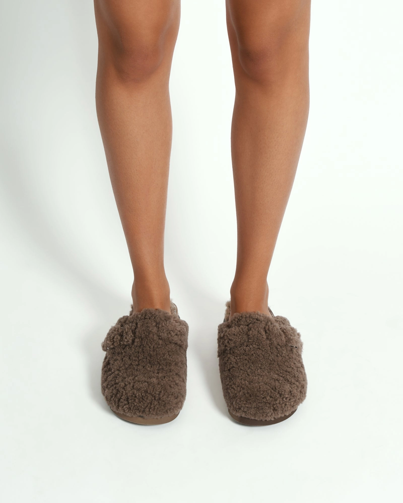 JUNIE CASUAL FLATS TAUPE SHEARLING