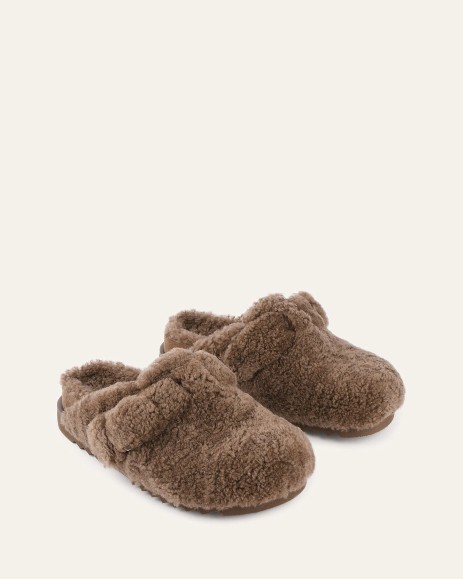 JUNIE CASUAL FLATS TAUPE SHEARLING