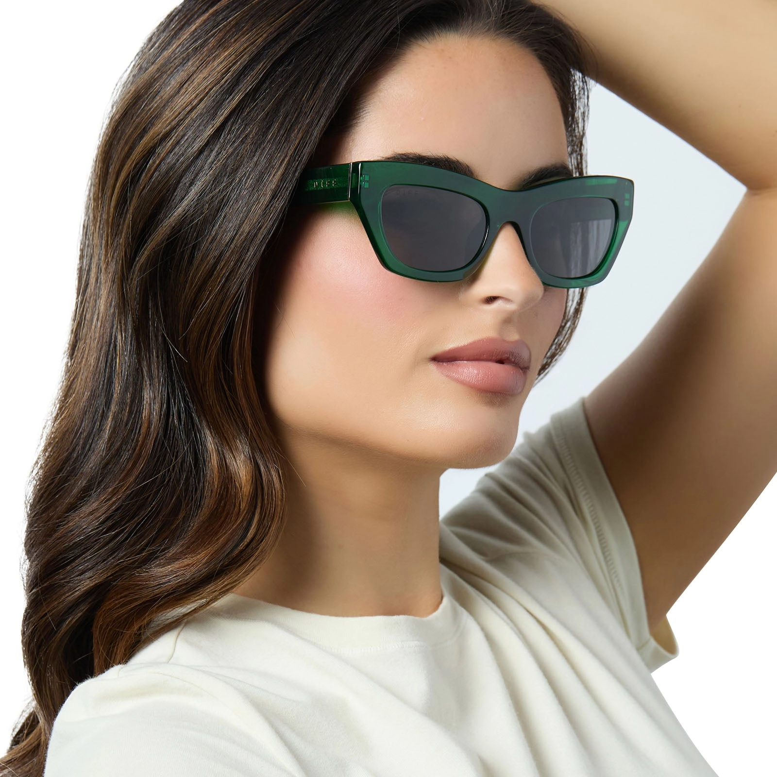 KATARINA - PALM GREEN CRYSTAL   GREY SUNGLASSES