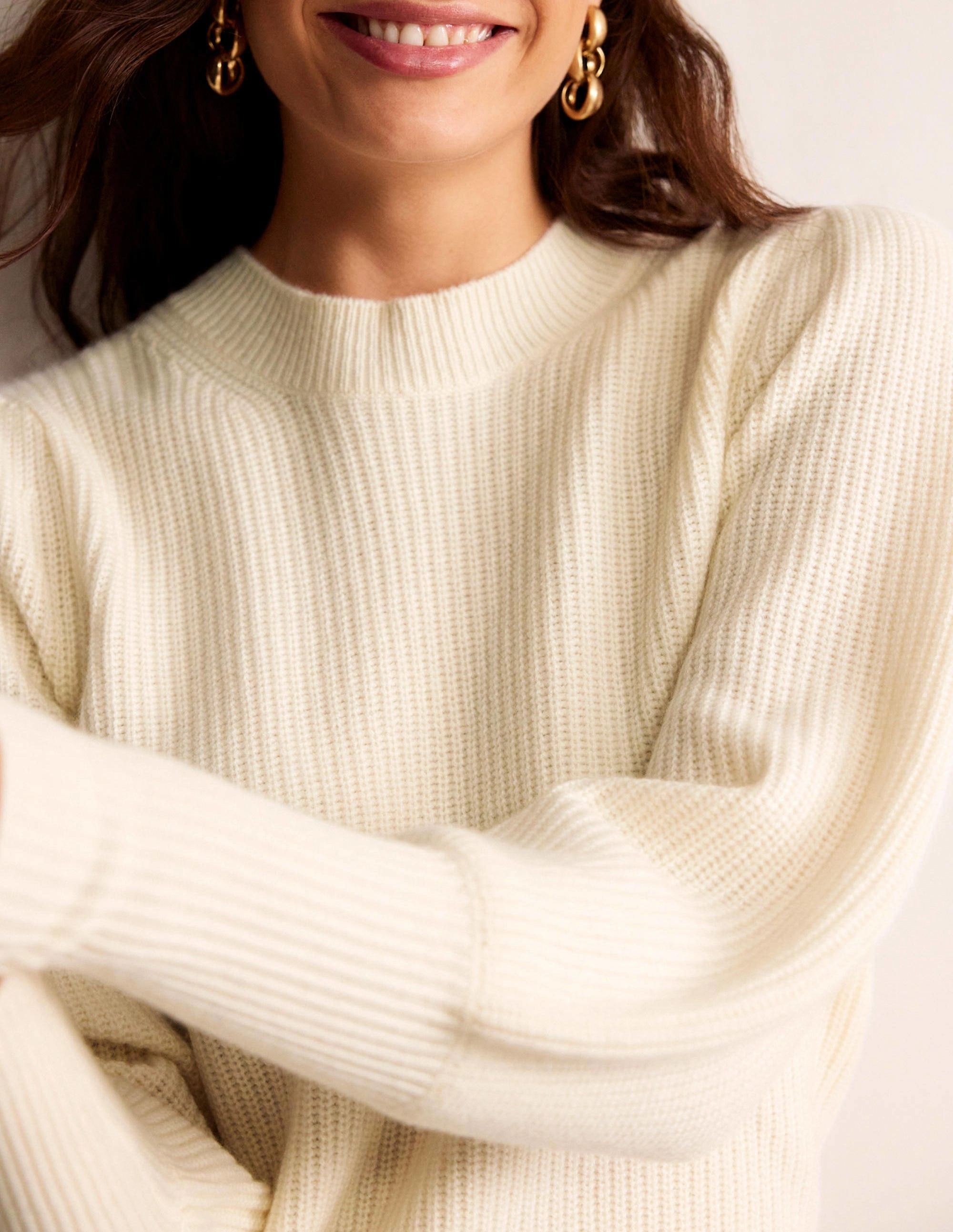 Key-Hole Cashmere Jumper-Warm Ivory