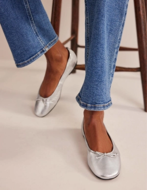 Kitty Flexi Sole Ballet Pumps-Silver Metallic