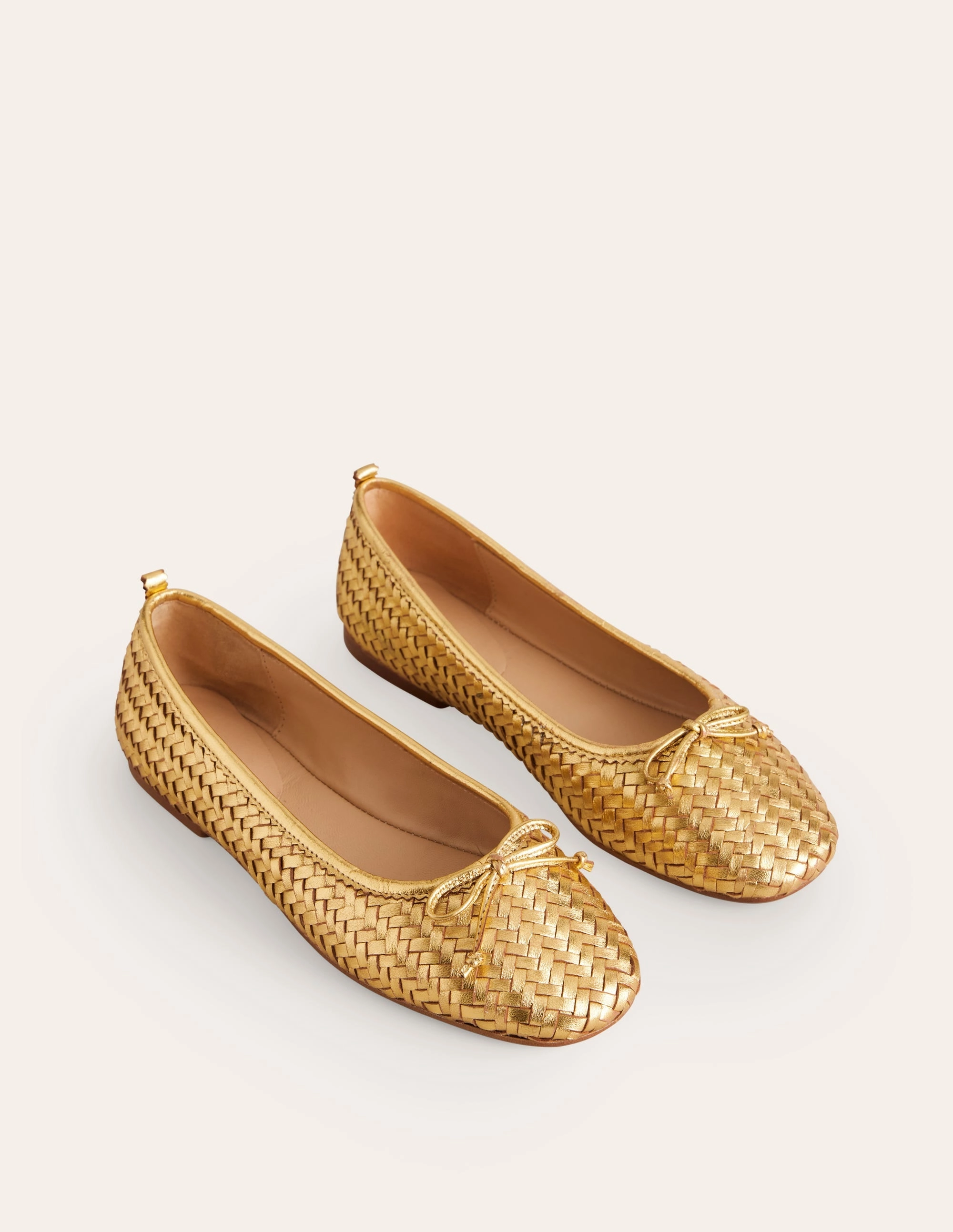 Kitty Flexi Sole Ballet Pumps-Woven Gold