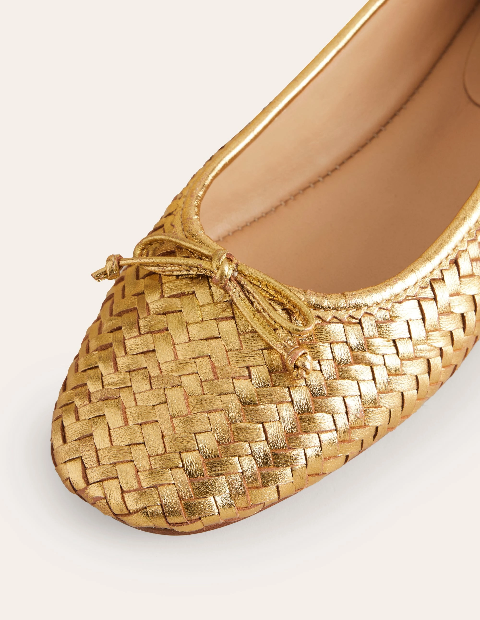 Kitty Flexi Sole Ballet Pumps-Woven Gold