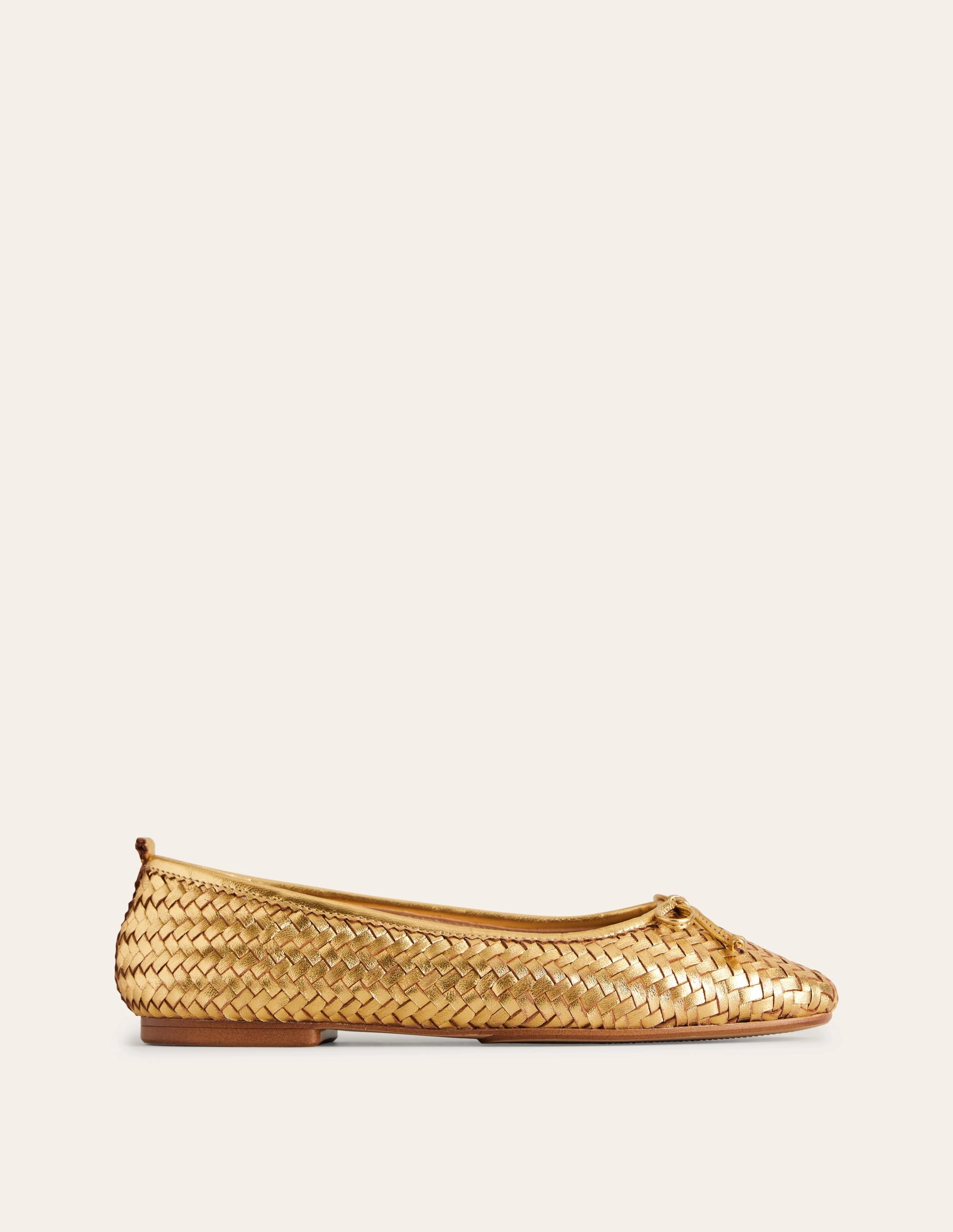 Kitty Flexi Sole Ballet Pumps-Woven Gold