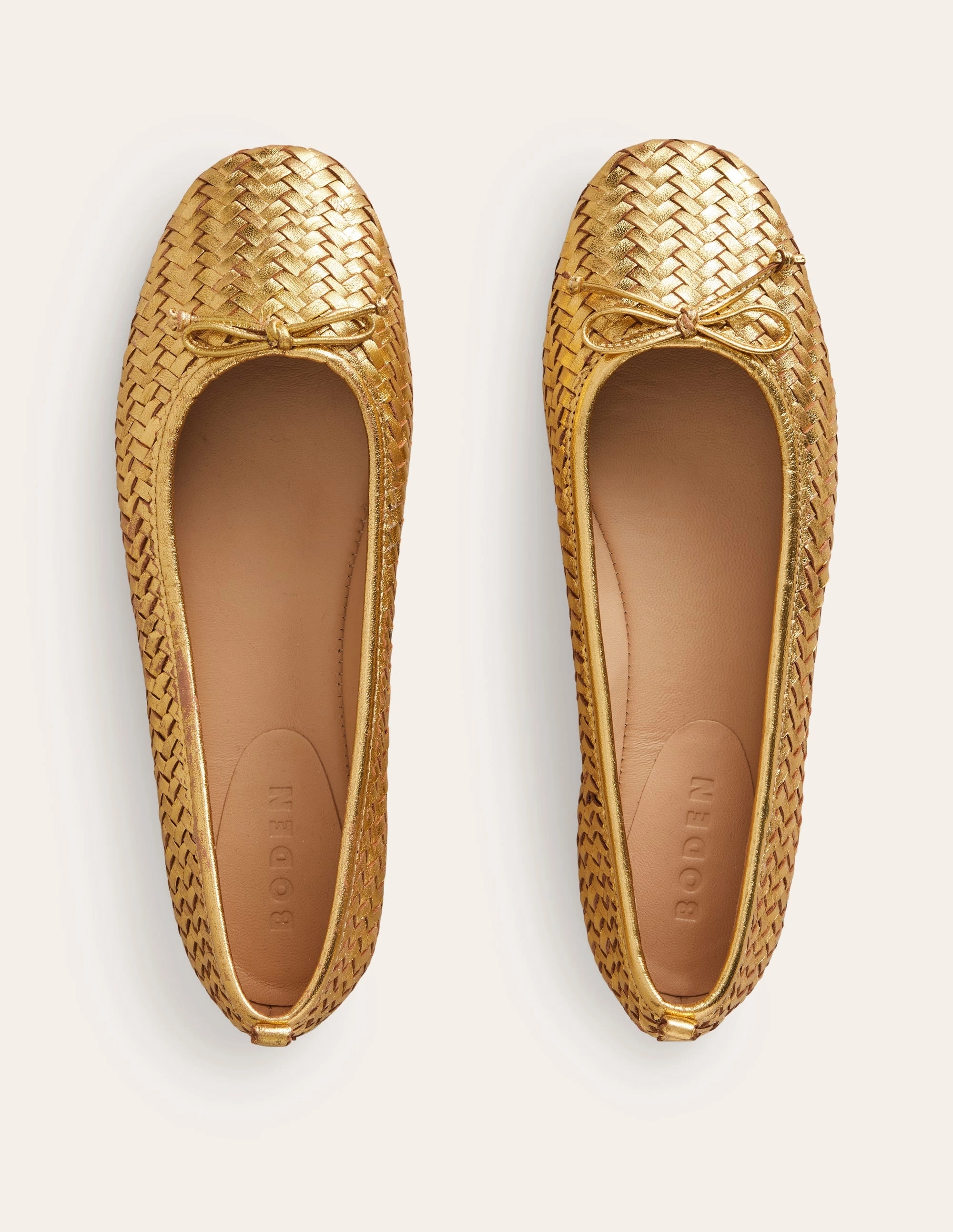 Kitty Flexi Sole Ballet Pumps-Woven Gold