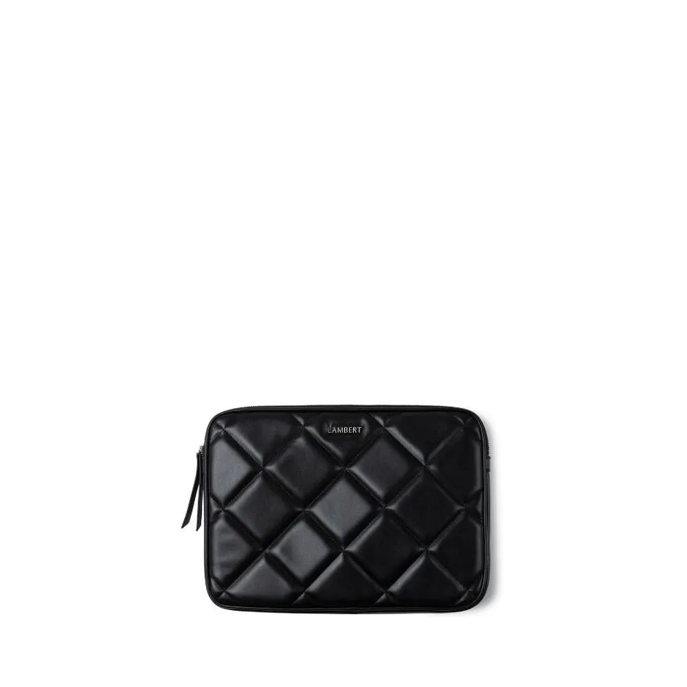 La Juliette - Pochette d'ordinateur matelassée en cuir vegan noire (13 pouces)