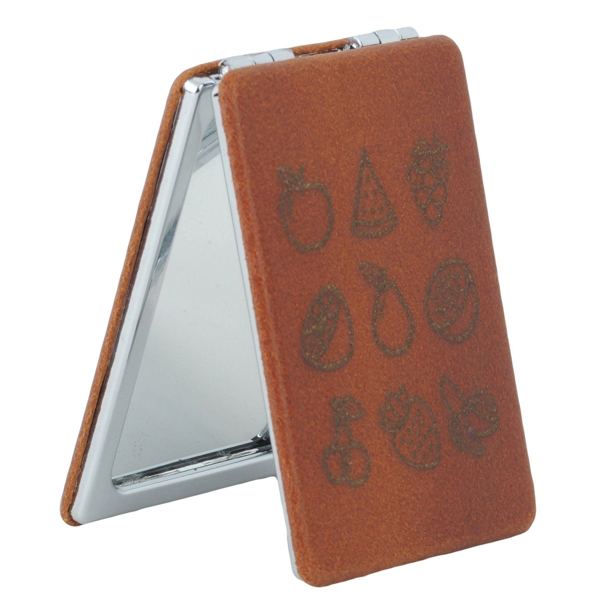 Leather Compact Mirror Fruits