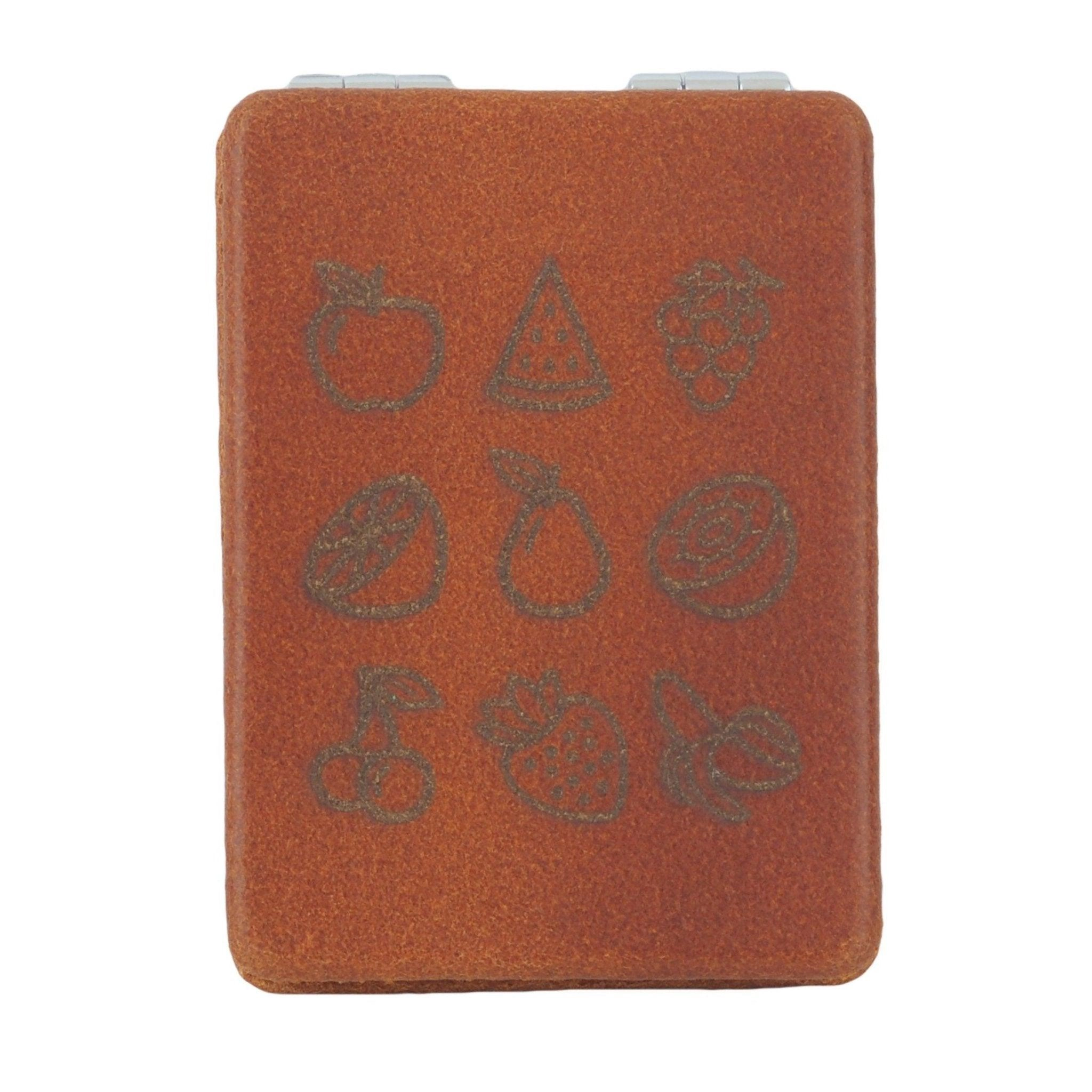 Leather Compact Mirror Fruits