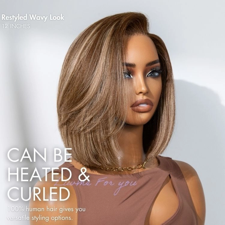 Luvme All-Day Comfort™ Wig Ash Blonde Highlight Blunt Cut Bob Glueless Minimalist HD Lace Wig Pre-Cut Lace