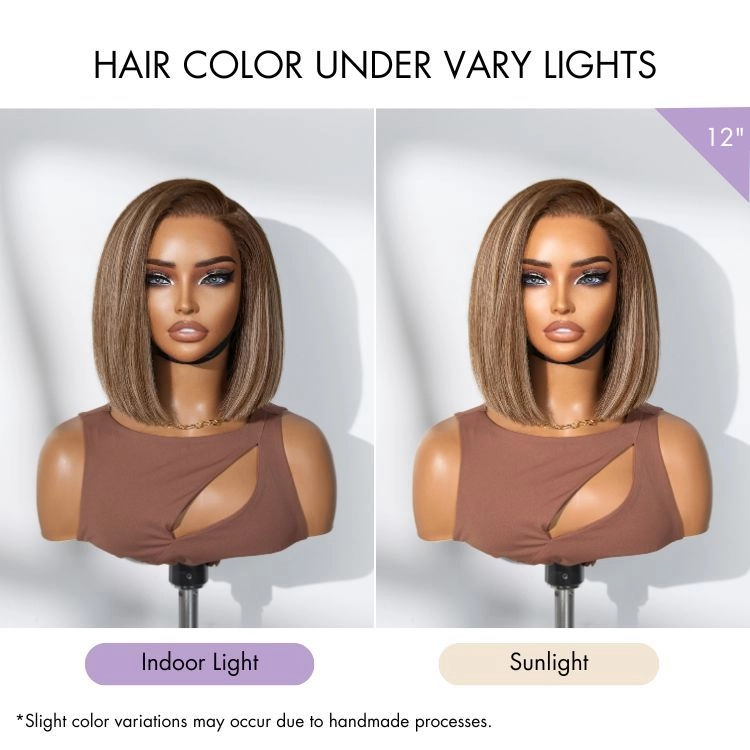 Luvme All-Day Comfort™ Wig Ash Blonde Highlight Blunt Cut Bob Glueless Minimalist HD Lace Wig Pre-Cut Lace