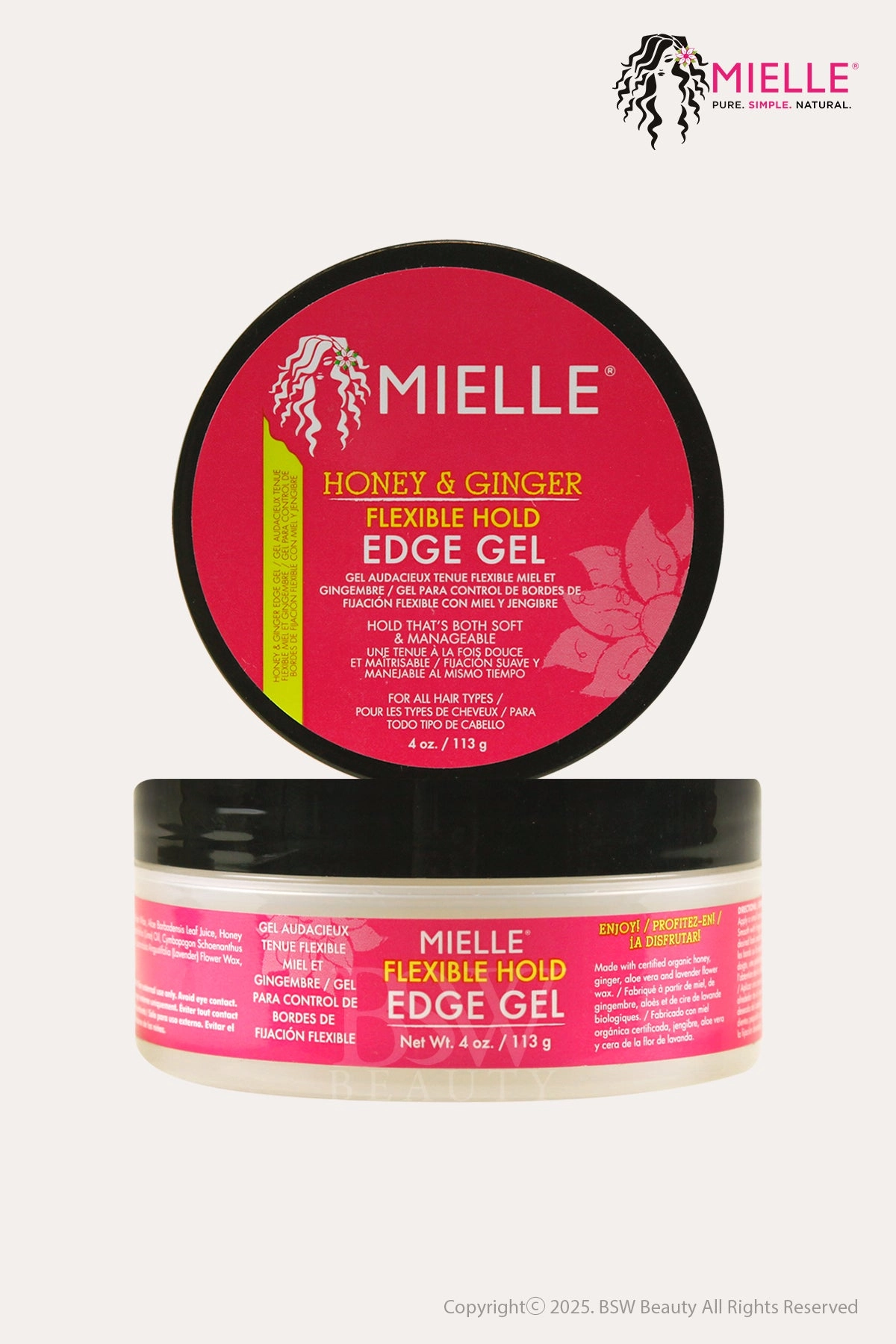 MIELLE ORGANICS HONEY & GINGER FLEXIBLE HOLD EDGE GEL 4oz