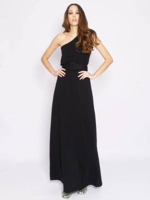 Mono Shoulder Jersey Dress - Black