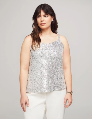 Plus Size V-Neck Cami Sequin Knit - Sale