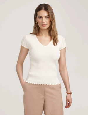 Pointelle Cap Sleeve V-Neck- Sale