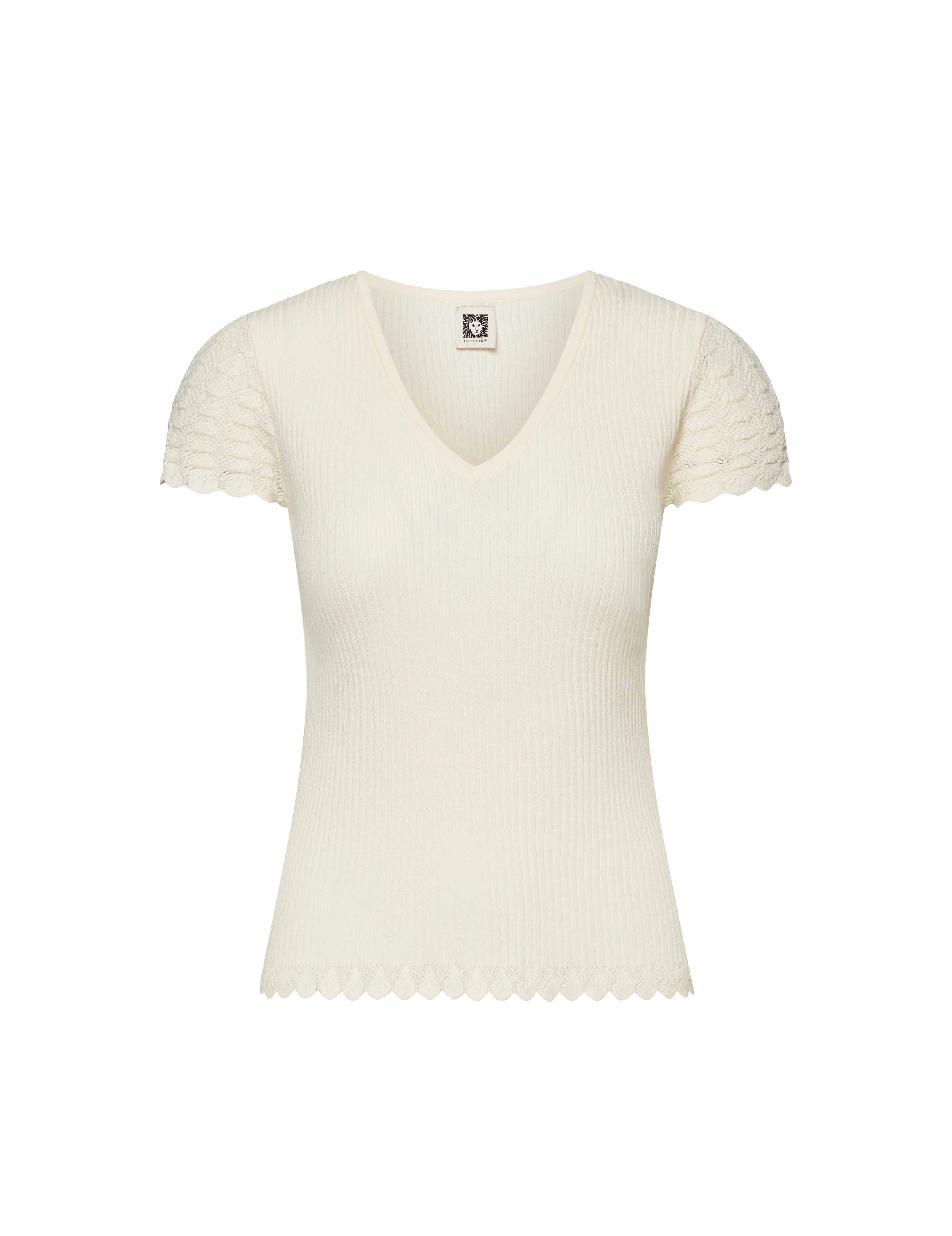 Pointelle Cap Sleeve V-Neck- Sale