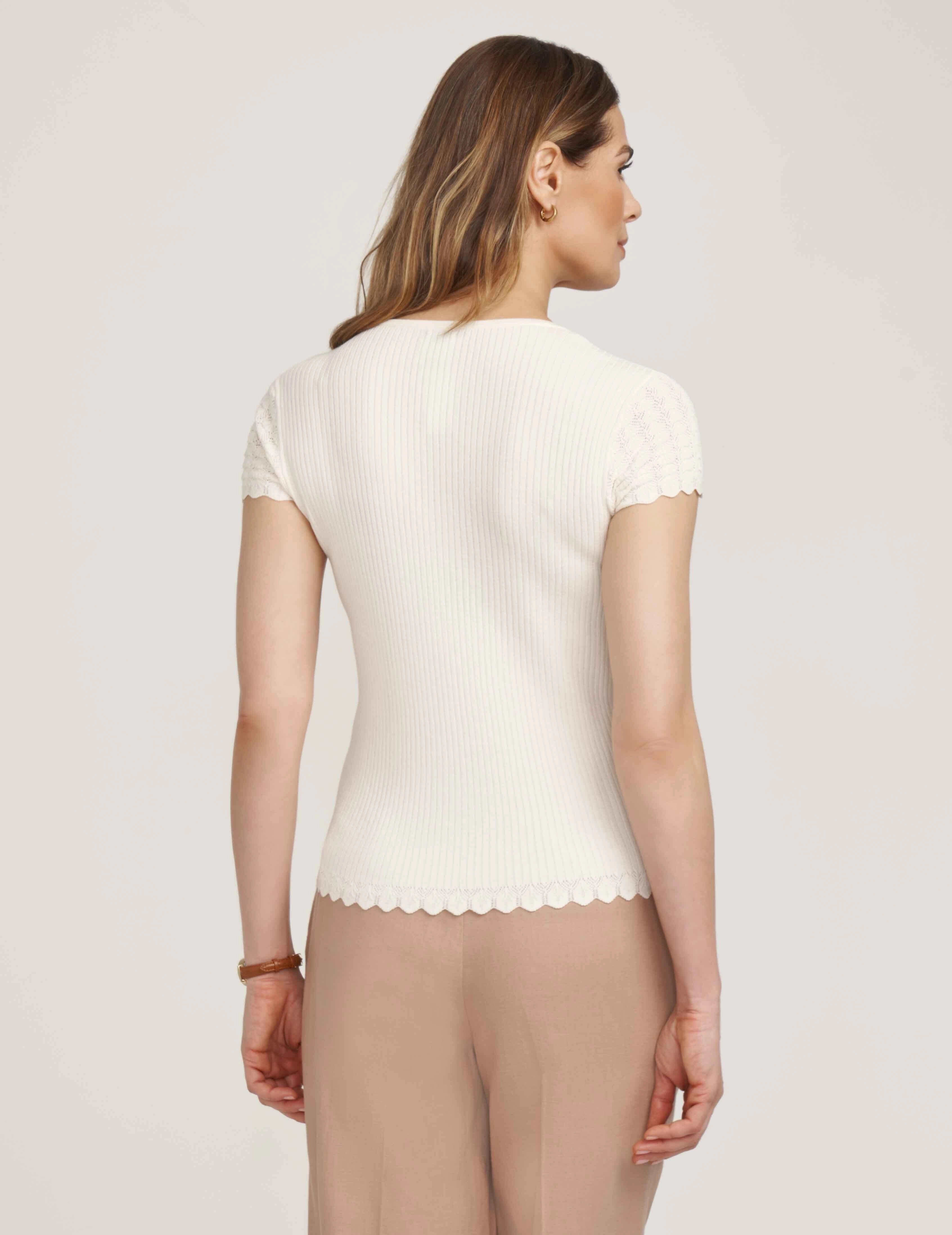 Pointelle Cap Sleeve V-Neck- Sale