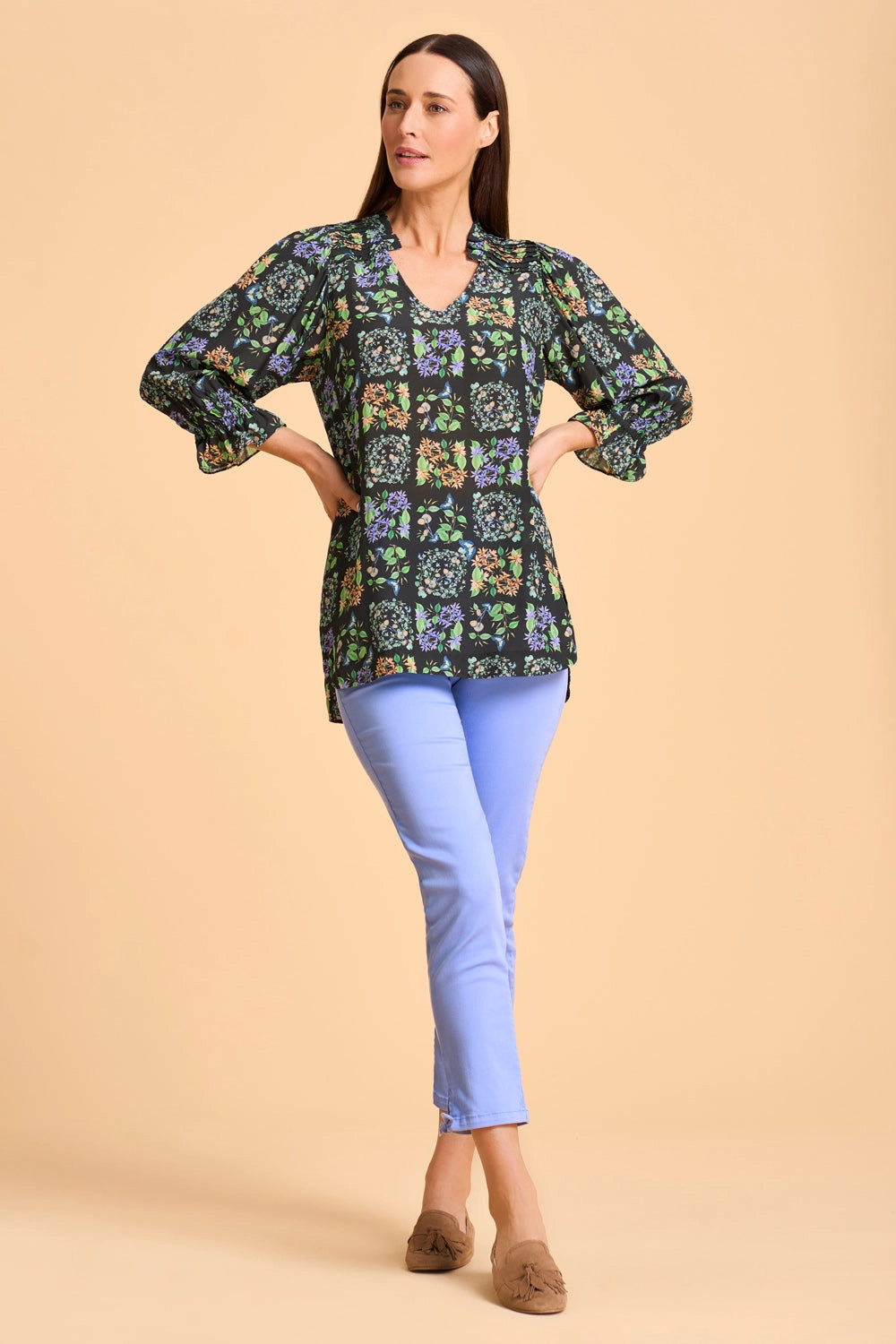Printed Frill Detail Tunic - Butterfly Garden