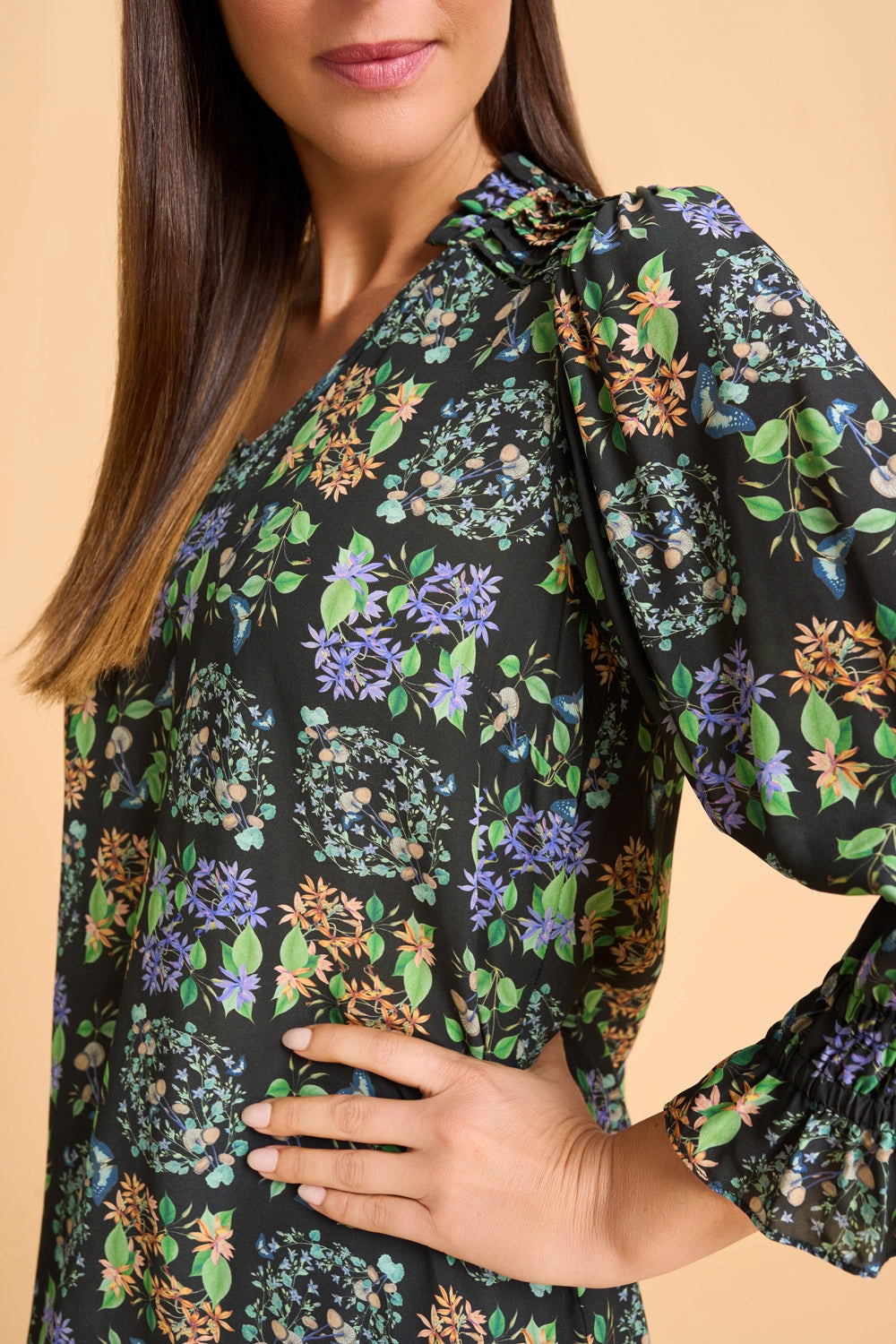 Printed Frill Detail Tunic - Butterfly Garden