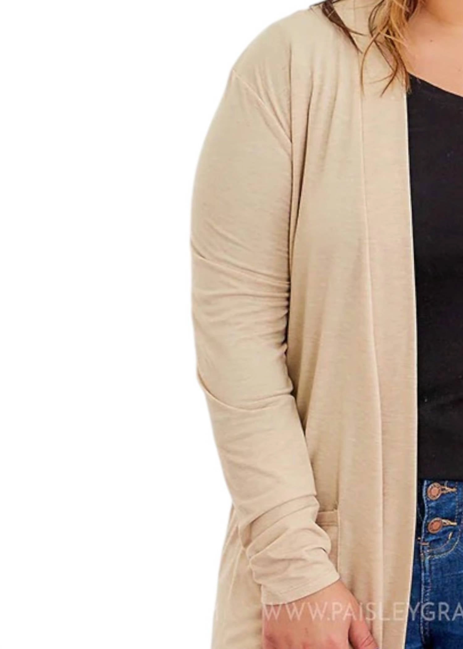 "kissed By Cashmere" Lightweight Taupe Cardigan In Beige