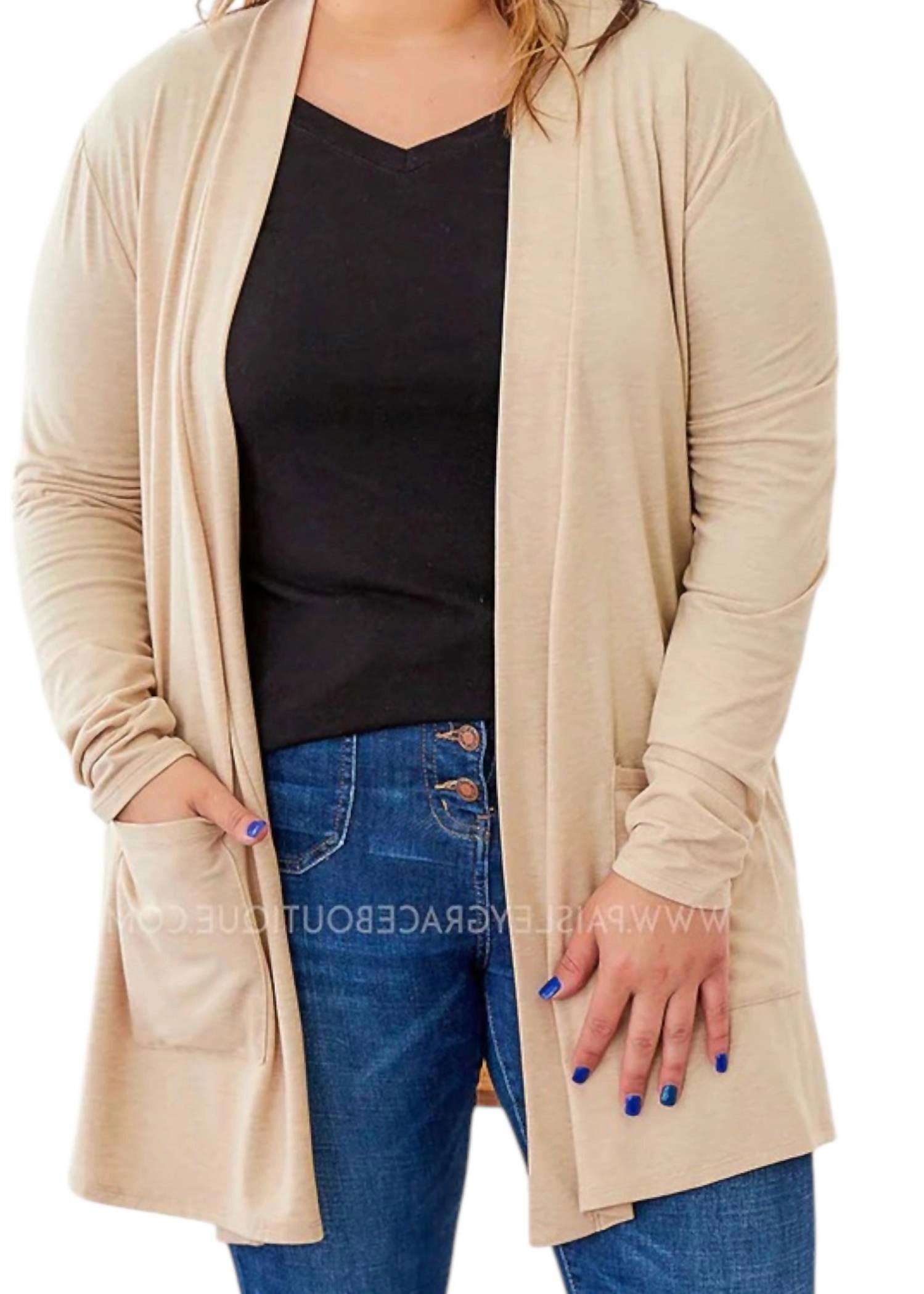 "kissed By Cashmere" Lightweight Taupe Cardigan In Beige