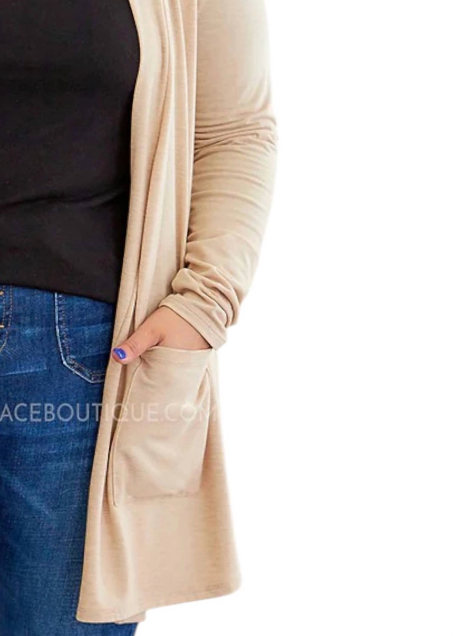 "kissed By Cashmere" Lightweight Taupe Cardigan In Beige