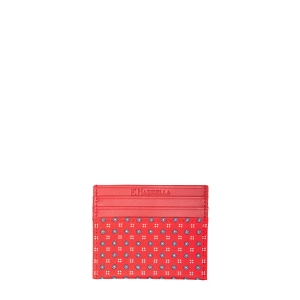 RED LEATHER AND SILK CREDIT CARD HOLDER
