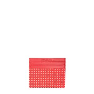 RED LEATHER AND SILK CREDIT CARD HOLDER