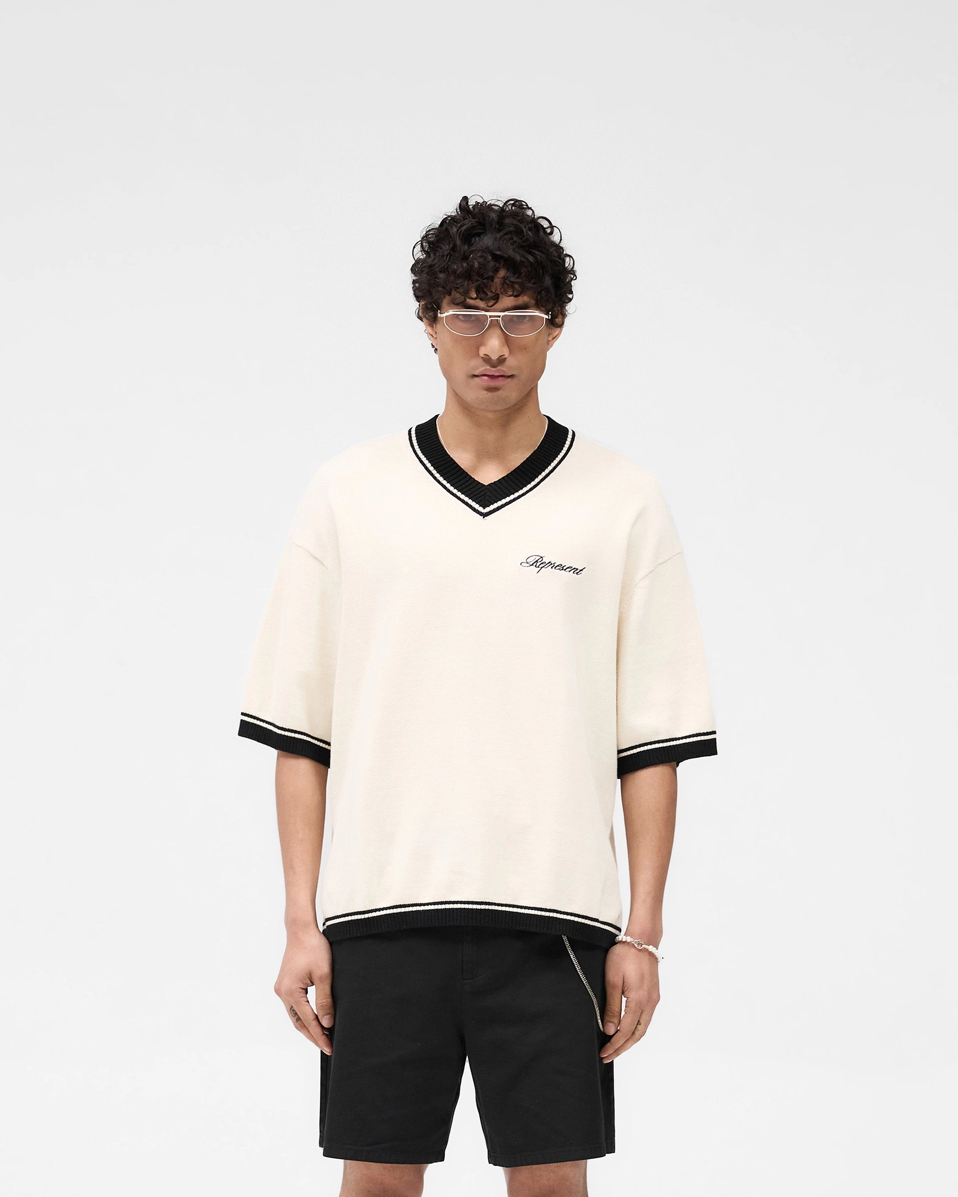 Script Embroidered Knit - Off White
