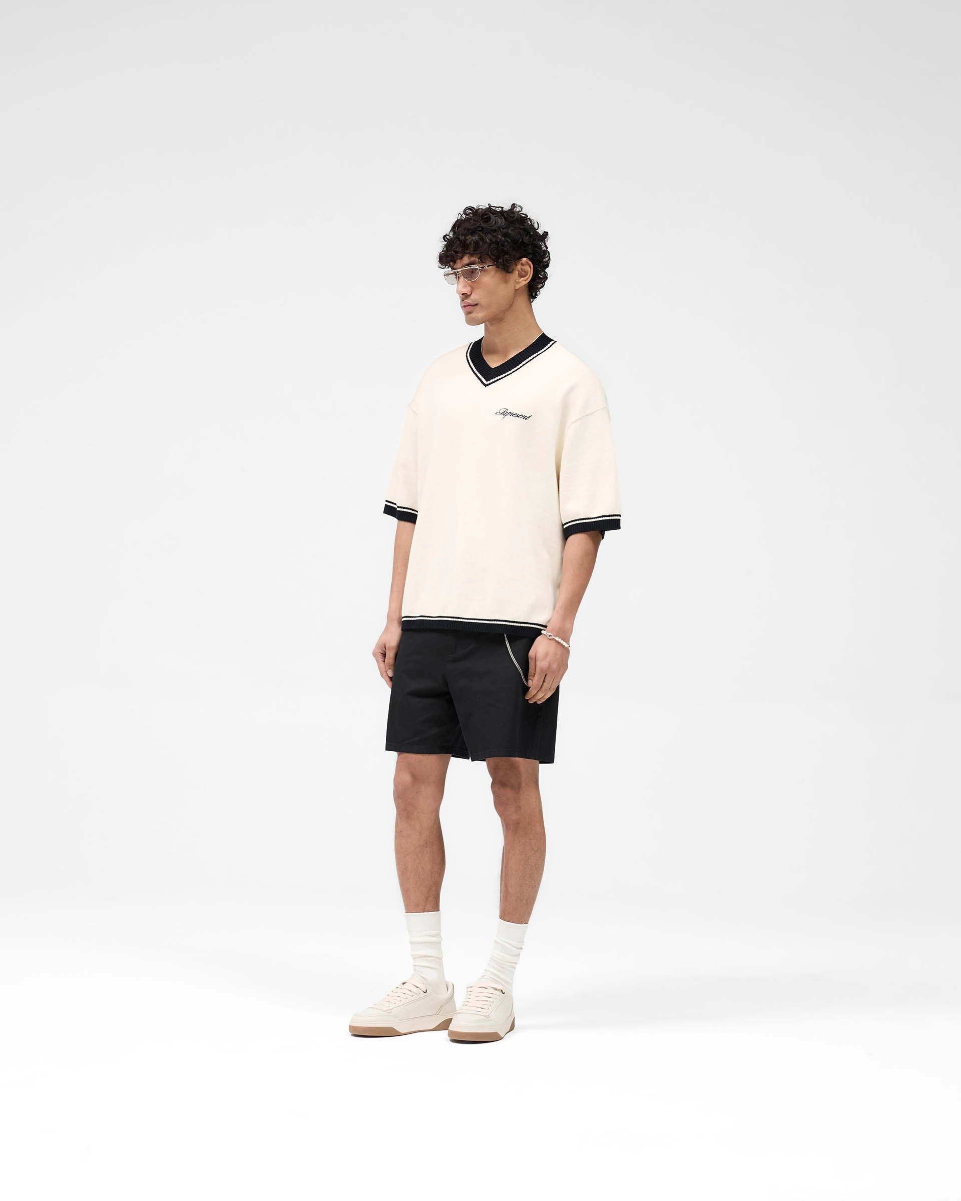 Script Embroidered Knit - Off White