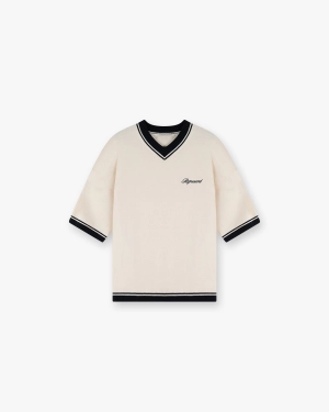 Script Embroidered Knit - Off White
