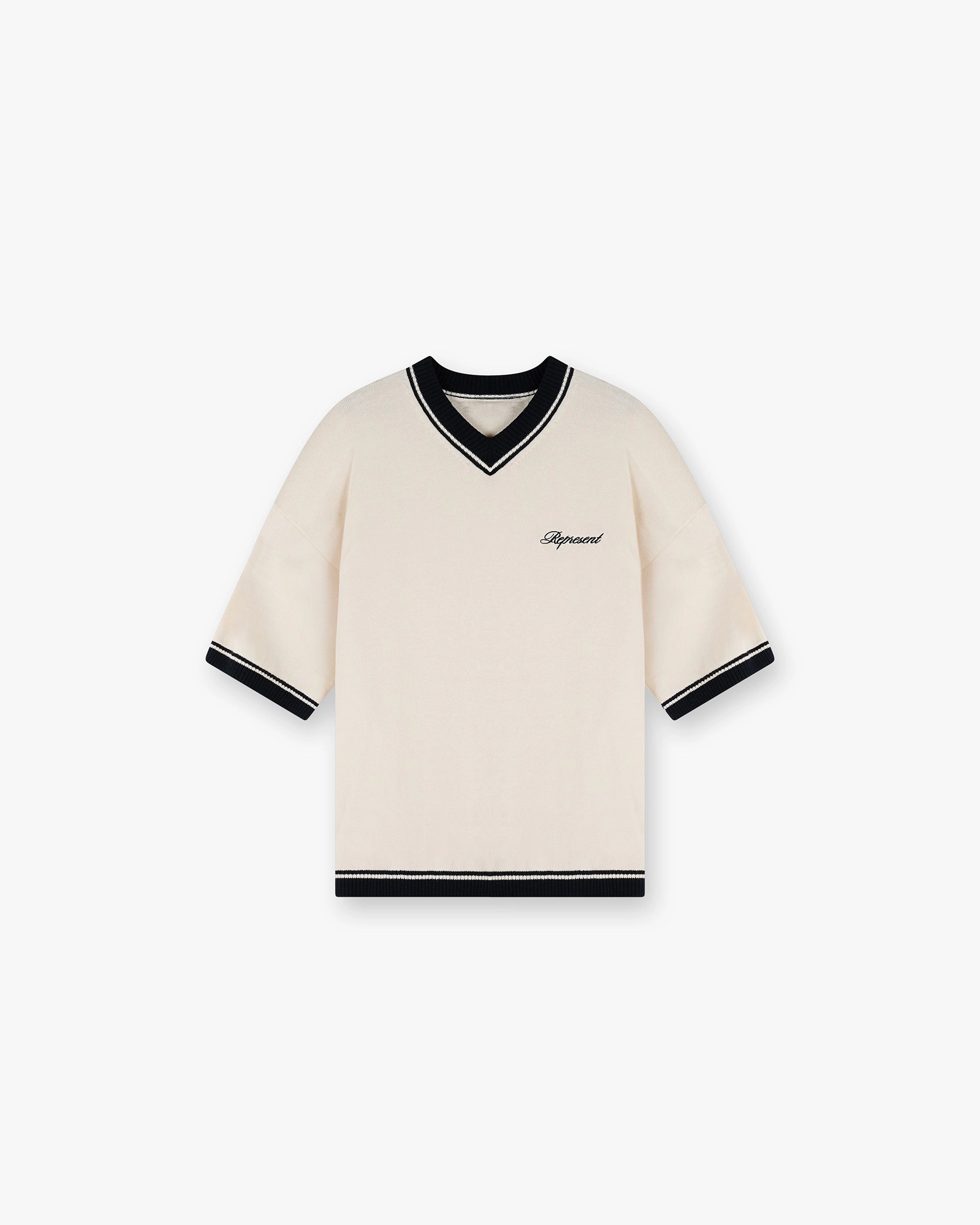 Script Embroidered Knit - Off White