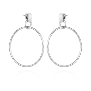 Silvertone Hoop Drop Earrings
