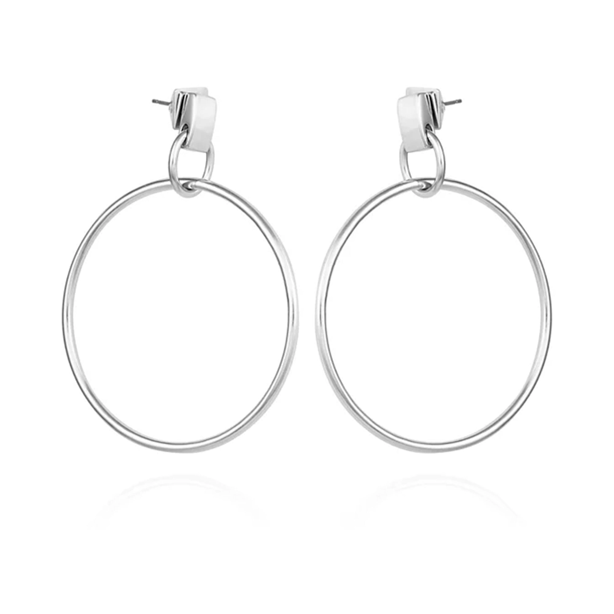 Silvertone Hoop Drop Earrings