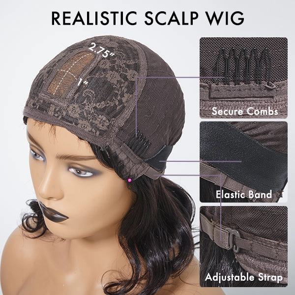 Special Deal | Beginner Friendly Brown Loose Wave Glueless Minimalist Lace Shoulder Length Wavy Bob Wig with Bangs