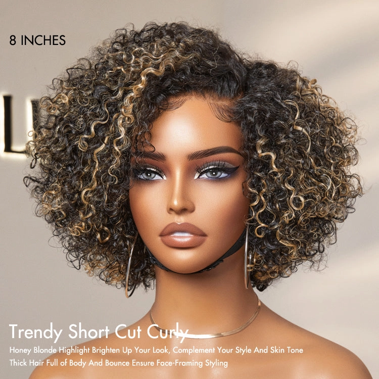 Special Offer | Trendy Short Cut Curly Minimalist HD Lace Glueless Side Part Wig 100% Human Hair